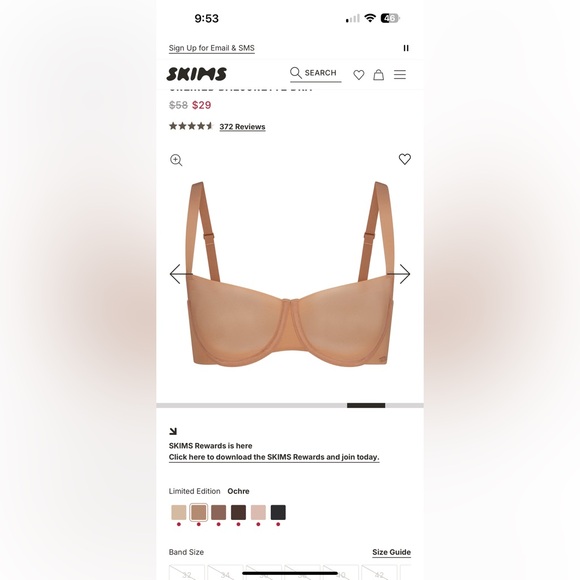 SKIMS UNLINED BALCONETTE BRA-Ochre-36D - Picture 2 of 11